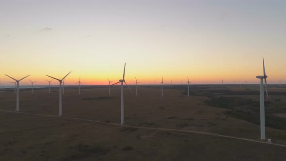 Wind Energy Producing at Coastal Wind Farm in Bulgaria