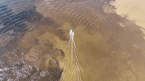 Famous Meeting of the Waters tourism landmark at Manaus Brazil.