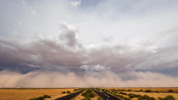 Sandstorm In The Desert And Sand , Red Sand, Above The Highway (6)