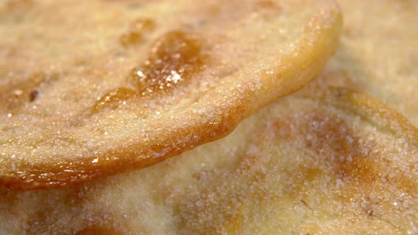 Sweet baked flatbread with sugar. Olive oil pita breads. Macro