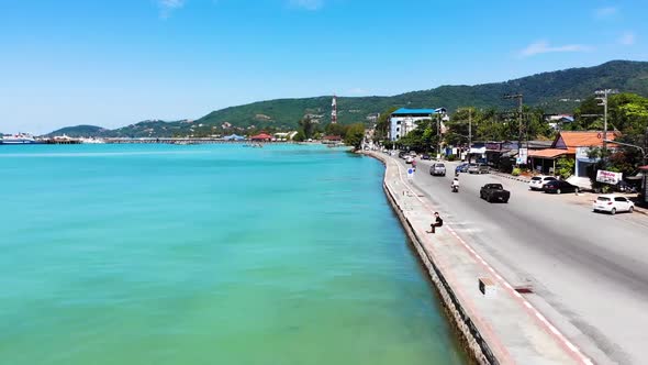 Drone view of Nathon city, Koh Samui, Thailand