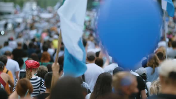 National Disorder Trouble with Crowds of Marching Protest Activists on Streets