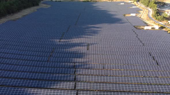 Aerial View of a Solar Farm on the Field