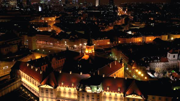 View From the Height of the Royal Castle in the Old Town at Night Warsaw Poland