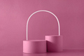Trend magenta background and cylinder podium mockup and arch for product demonstration - PhotoDune Item for Sale