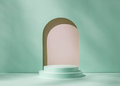 Template podium mockup with cylinder pedestal and niche arch. - PhotoDune Item for Sale