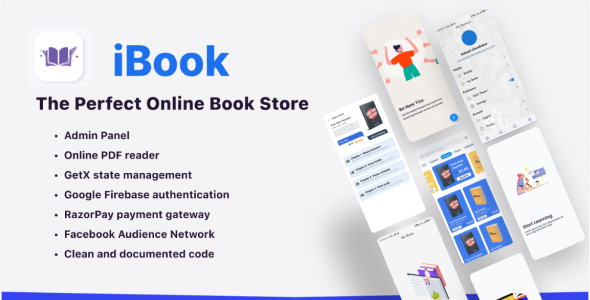 iBook - Online Book Store And PDF Reader Flutter App