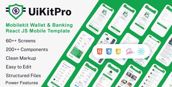 UikitPro - ReactJS Mobile Template Wallet & Banking MobileKit with RTL