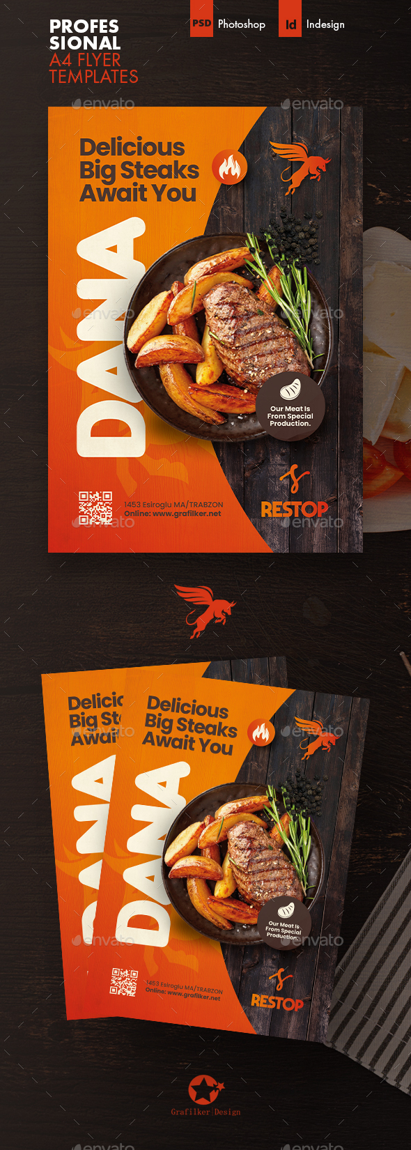 Restaurant Flyer Templates stock graphic NULLED WP NULLED