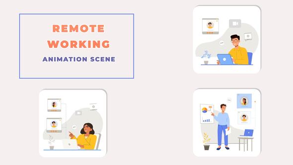 Remote Working Concept Animation Scene