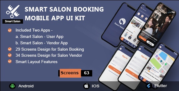 Smart Salon UI Kit For Flutter & Figma Files