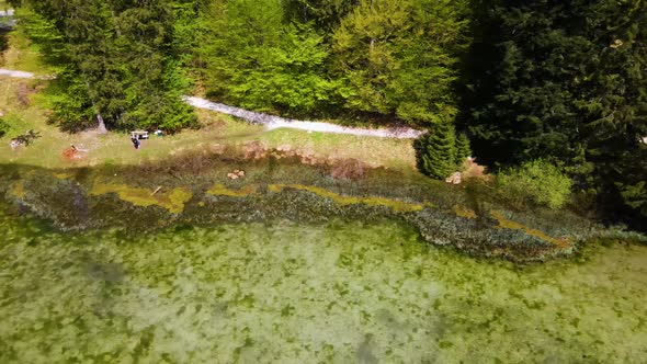 Beautiful small Lake in the Mountains Drone Video