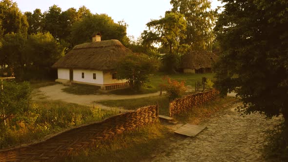 Old Ancient Traditional Houses in Outdoor Historical Museum