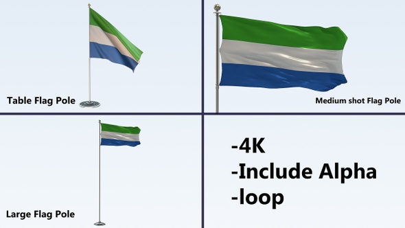 Sierra Leone Flag Pole Pack 4k-Loop
