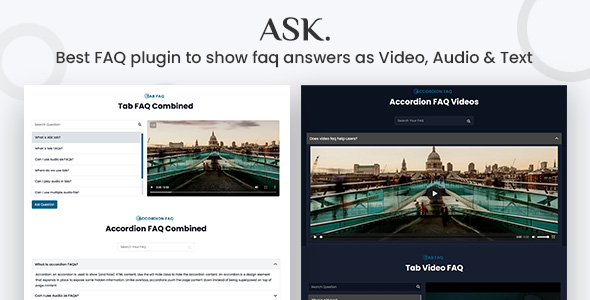 Ask - FAQ plugin with Video, Audio, Contact form support