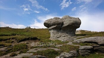 Babele rock formation near the Baba Mare peak located in the Bucegi, Romania