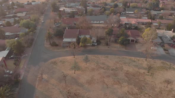AERIAL shot of revealing a house in winter South Africa