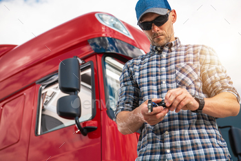 river in His 40s Taking Keys to His Brand New Semi Truck Tractor.