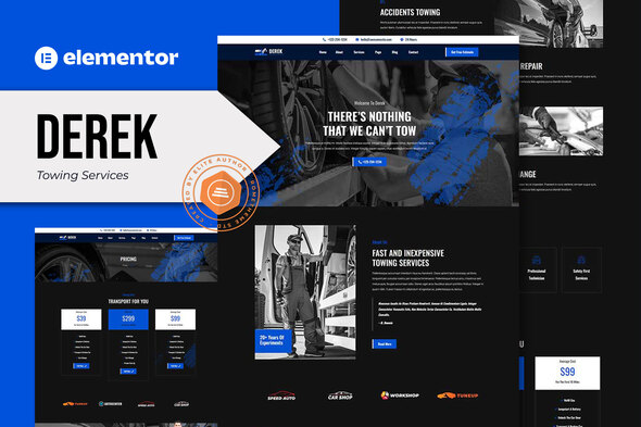 Derek - Towing Services Elementor Pro Template Kit