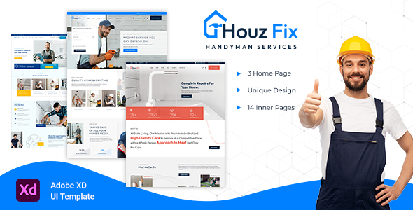 HouzFix - Plumbing, Handyman Maintenance Adobe XD Template