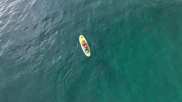 Sup surfing aerial view 4 K Turkey Alanya