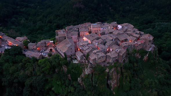 Aerial view of Calcata Vecchia village