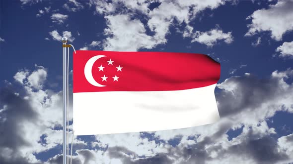 Singapore Flag Waving 4k