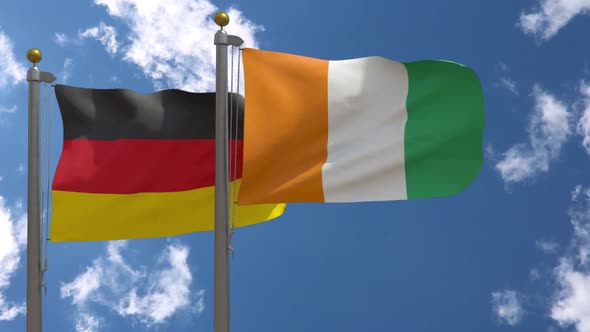 Germany Flag Vs Ivory Coast On Flagpole