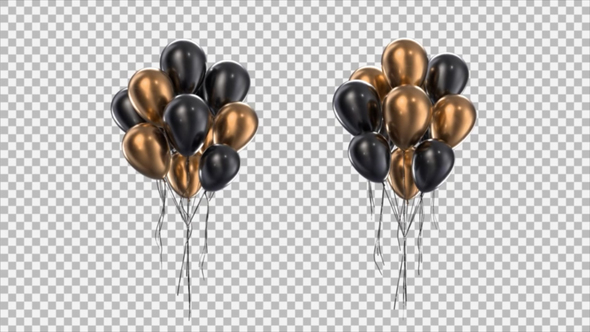 Loop Bundle of Golden Balloons on a Green Background