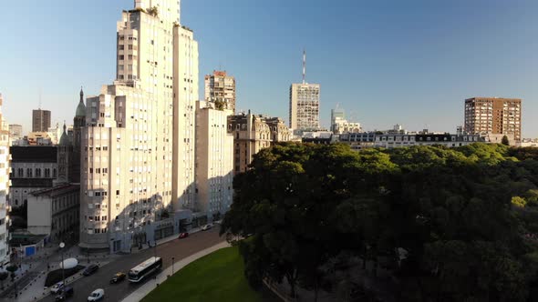 Aerial View of the Skyline of Retiro Neighborhood in Buenos Aires, Argentina