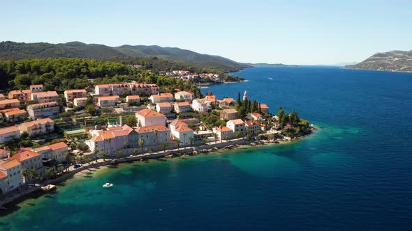 Aerial View of Korcula Old Town on Korcula Island Croatia