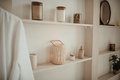 Luxury interior of big bathroom at modern african style with oval bathtub in natural lighting - PhotoDune Item for Sale
