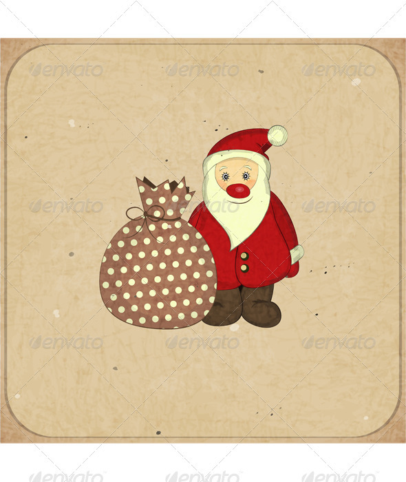 Christmas Cards with Cartoon Santa and Gift