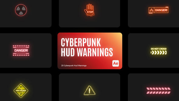 Cyberpunk HUD Warning for After Effects alt