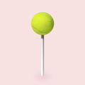 Minimal fun pop art tennis ball like candy on a stick. Minimal fun poster about sports and dessert. - PhotoDune Item for Sale