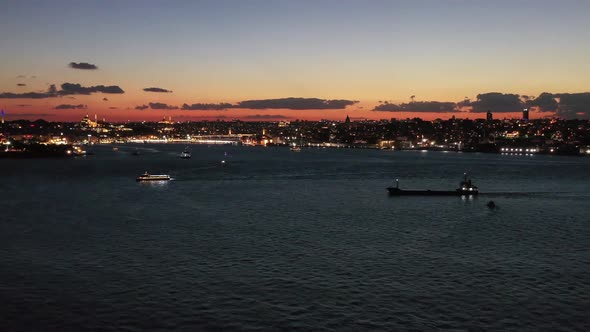 Aerial Karakoy Galata Sunset