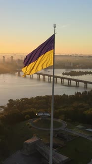 Vertical Video National Flag of Ukraine By Day