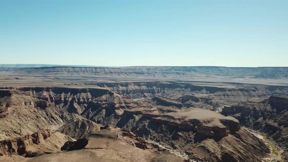 Fish River Canyon in Namibia, Africa Aerial Drone Shot.  Lanscape of the the Largest Canyon in Afric