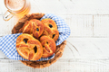 Bavarian pretzels and glass of lager beer. Oktoberfest food menu, traditional salted pretzels over o - PhotoDune Item for Sale
