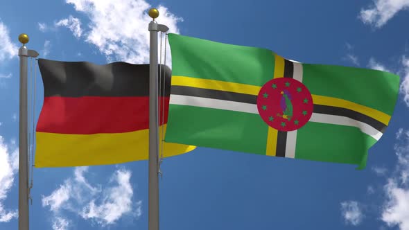 Germany Flag Vs Dominica On Flagpole