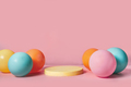 Product podium stage with pastel color balloons - PhotoDune Item for Sale