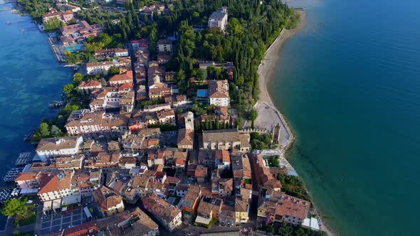 Aerial of town in island 