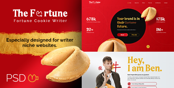The Fortune - Fortune Cookie Freelance Writer PSD Template