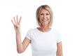 Picture of blonde woman over back isolated background counting on fingers - PhotoDune Item for Sale