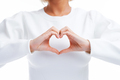Picture of blonde woman isolated over white background showing heart - PhotoDune Item for Sale