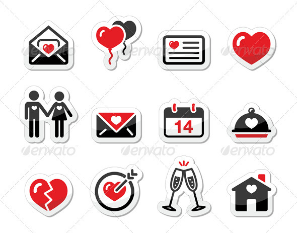 Valentines Day Love Icons Set as Labels