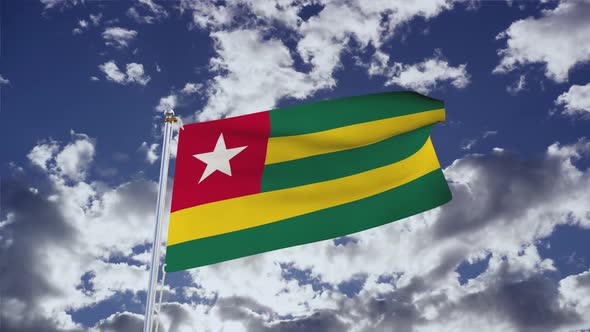 Togo Flag With Sky 4k