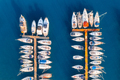 Aerial view of boats and yachts in dock at sunset in summer - PhotoDune Item for Sale