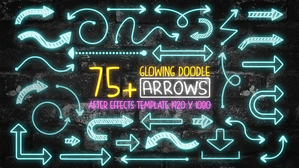 75 Glowing Doodle Arrow Pack After Effects