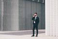 Young bearded elegant businessman outdoors using smartphone talking - PhotoDune Item for Sale